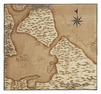 (MANUSCRIPT MAP.) Plano del Puerto de la Paz de su Bahia e Islas ... Vecinas en las Californias.